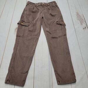 Vigoss cargo brown slim straight pants utility stretch